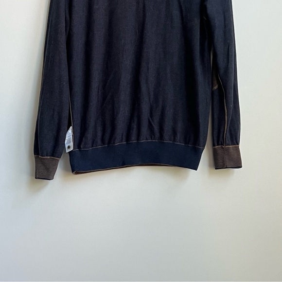 Raffi Reversible Vanise Henley Venley sweater Shirt Brownstone/Clay Elbow Patch - Picture 13 of 16